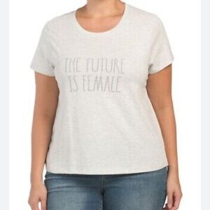 NWOT RAE DUNN Gray Graphic Tee “The Future is Female” Plus Size 1X